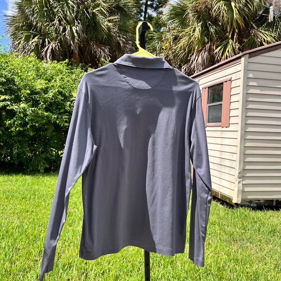 UNTUCKit Gray Damaschino Long Sleeve Contrast Pocket Polo Size M - Picture 3 of 8